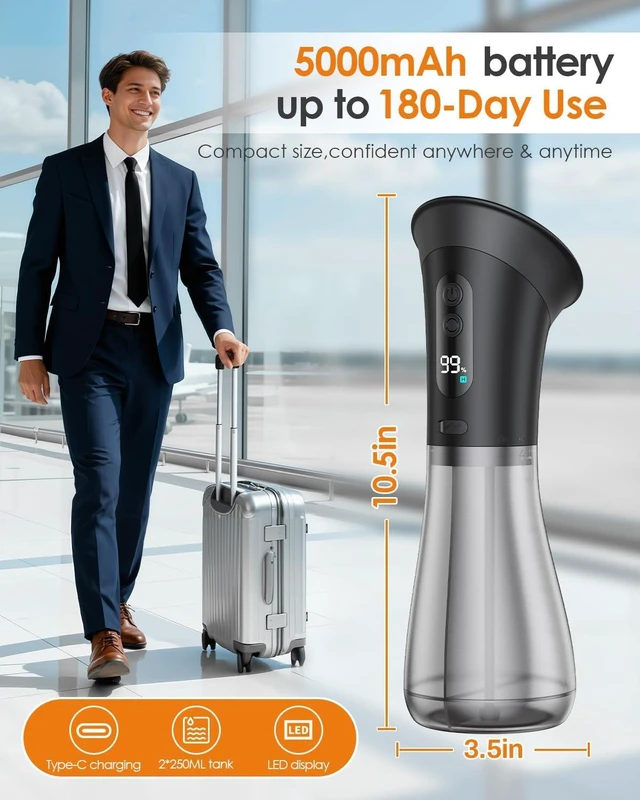 Alt view image 14 of 14 - Electric Ear Wax Removal with One-Piece Waste Tank and Smart Display, IPX7, 3 Targeted Modes, 230ml Detachable Tank, 12 Nozzles