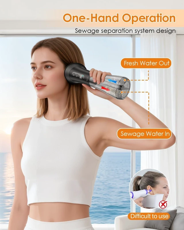 Alt view image 10 of 14 - Electric Ear Wax Removal with One-Piece Waste Tank and Smart Display, IPX7, 3 Targeted Modes, 230ml Detachable Tank, 12 Nozzles