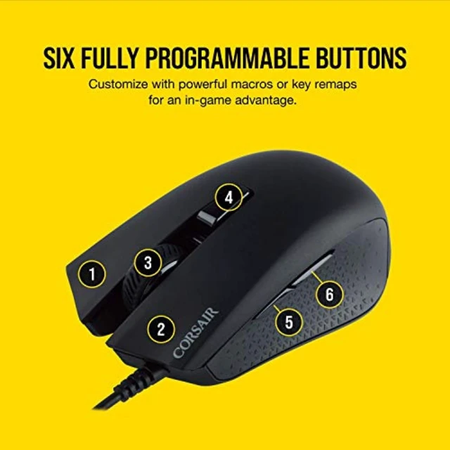 Alt view image 11 of 14 - RGB Wired Lightweight FPS/MOBA Gaming Mouse 12,000 DPI 6 Programmable Buttons iCUE Compatible PC, Mac, PS5, PS4, Xbox Black