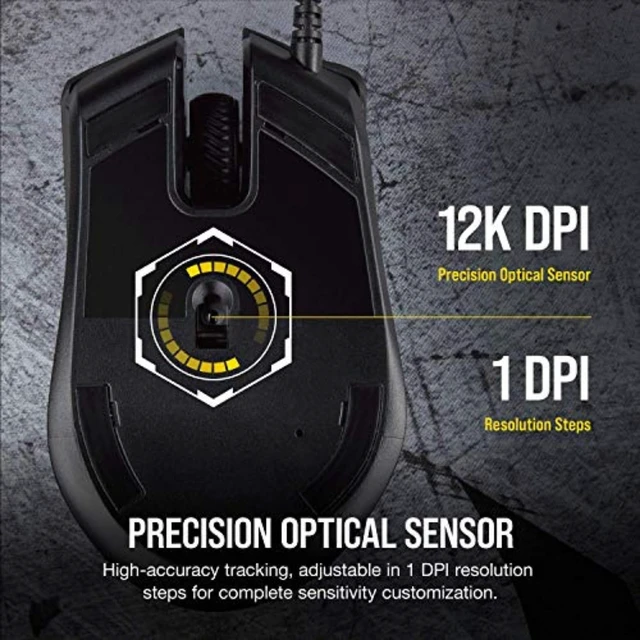 Alt view image 12 of 14 - RGB Wired Lightweight FPS/MOBA Gaming Mouse 12,000 DPI 6 Programmable Buttons iCUE Compatible PC, Mac, PS5, PS4, Xbox Black