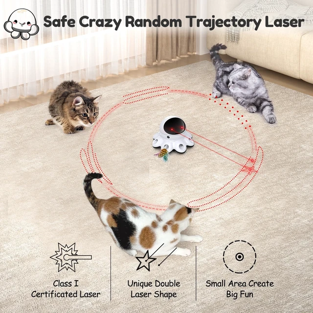 Alt view image 10 of 14 - Cat Laser Toy, 2-in-1 Interactive Automatic Motion Activated Moving 8 Holes Whack A Mole Feather, USB Rechargeable Electronic Smart Sensor Kitten Toys for Indoor Exercise