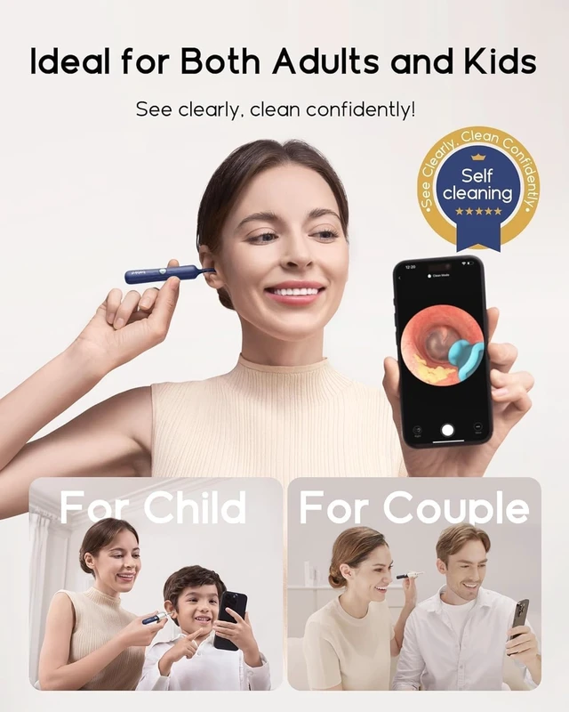 Alt view image 9 of 14 - D39R Ear Wax Removal: Ear Camera with Storage Case&Painless Tweezers | FSA/HSA Flexible IP67 HD Camera Fits Curved Ear Canals,12 Earwax Removal Tips, Anti-Insert Guard& 3-Piece ENT Home Check Kits