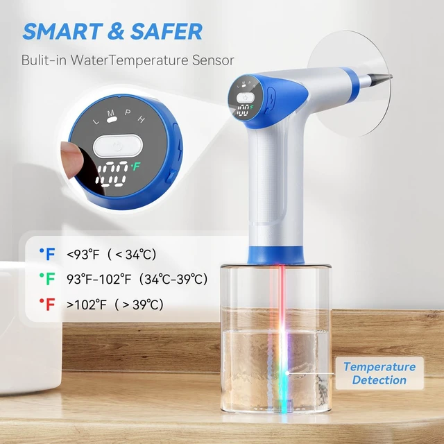 Alt view image 11 of 14 - Ear Wax Removal Kit, Electric Ear Cleaner, Ear Irrigation System | Real-time temperature display, 4 cleaning modes, 5 LED lights, 12 soft silicone tips, 2000mAh battery, 500ml Bottle
