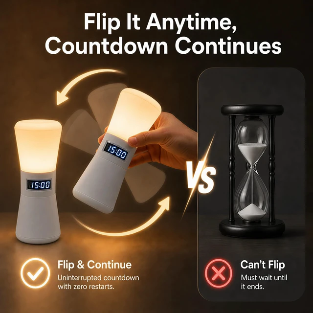 Alt view image 10 of 14 - Rechargeable Digital Hourglass, LED Visual Timers, 1-99 Mins | Adjustable Countdown Timer with Warm White Flowing Light, Portable Electronic Hourglass for Teens, Adults, School, Home