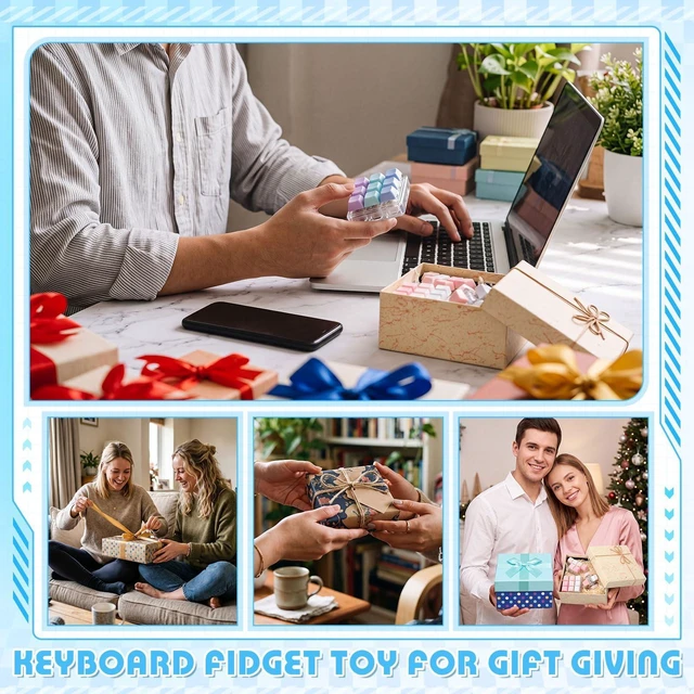 Alt view image 14 of 14 - Adult Keyboard Fidget Clicker in 5 Style, Keyboard Fidget Keychain Cube Mechanical Key Button Clicker Stress Relief Gift for Office Home Pass Time (Gradient Color)