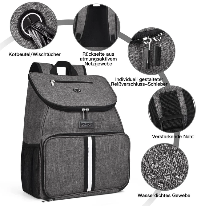 Alt view image 12 of 14 - Airline Approved Pet Supplies Backpack, Dog Travel Backpack Accessories Set with 2 Silicone Collapsible Bowls and 2 Food Baskets, Gray