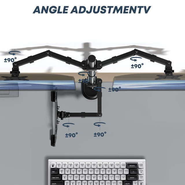 Alt view image 11 of 14 - Dual Monitor Stand and Laptop Mount, Fits 32" Monitor & 15" Laptops