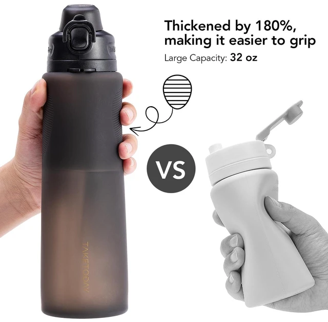 Alt view image 11 of 14 - Collapsible Water Bottles with Straw for International Travel, 32oz Black