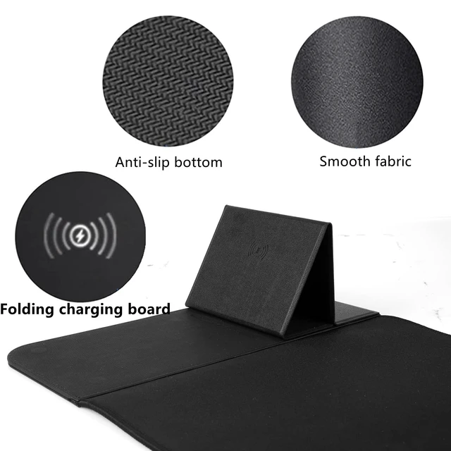Alt view image 14 of 14 - Wireless Charging Mouse Pad with Phone Holder Gaming Mousepad Desk Mat 15W Qi Fast Charging Pad Ultra-Smooth Surface Non-Slip Extended Premium Black Computer Keyboard Mat for MacBook PC Laptop