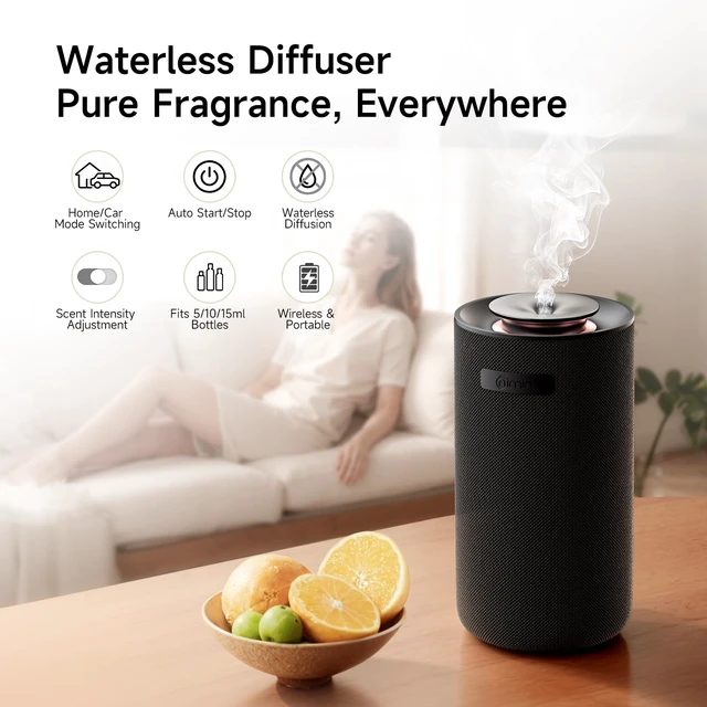 Alt view image 9 of 14 - Waterless Car Diffuser Air Freshener, Vibration Sensor Auto On Off | Essential Oil Diffuser: Cordless rechargeable portable for home, 2 scent modes, fits 5/10/15ml bottles.Oils not included