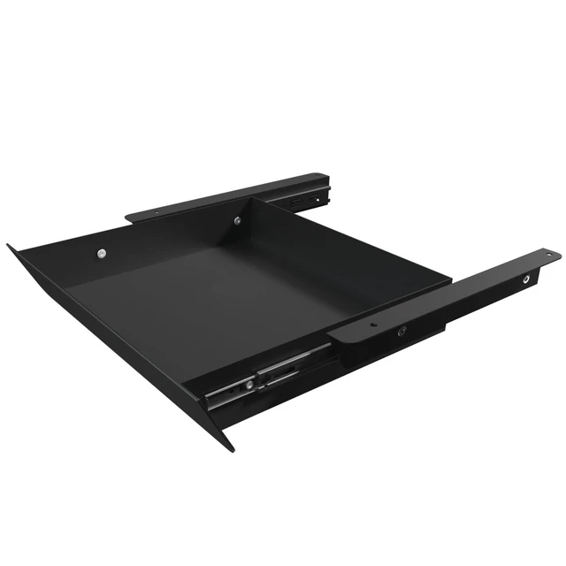 Alt view image 8 of 14 - Under Desk Mounted Sliding Drawer with 60 Degree Tilt Panel to Pull Out, 15'' Long & 9'' deep Large Storage Organizer for Sit Stand Workstation