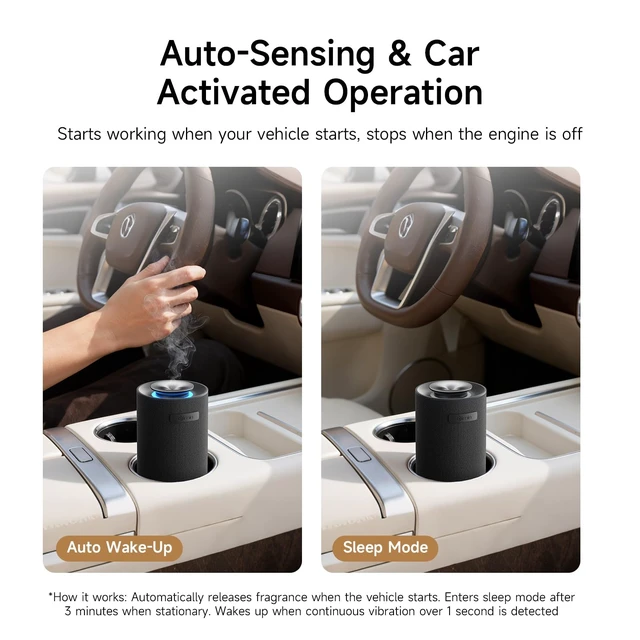 Alt view image 12 of 14 - Waterless Car Diffuser Air Freshener, Vibration Sensor Auto On Off | Essential Oil Diffuser: Cordless rechargeable portable for home, 2 scent modes, fits 5/10/15ml bottles.Oils not included