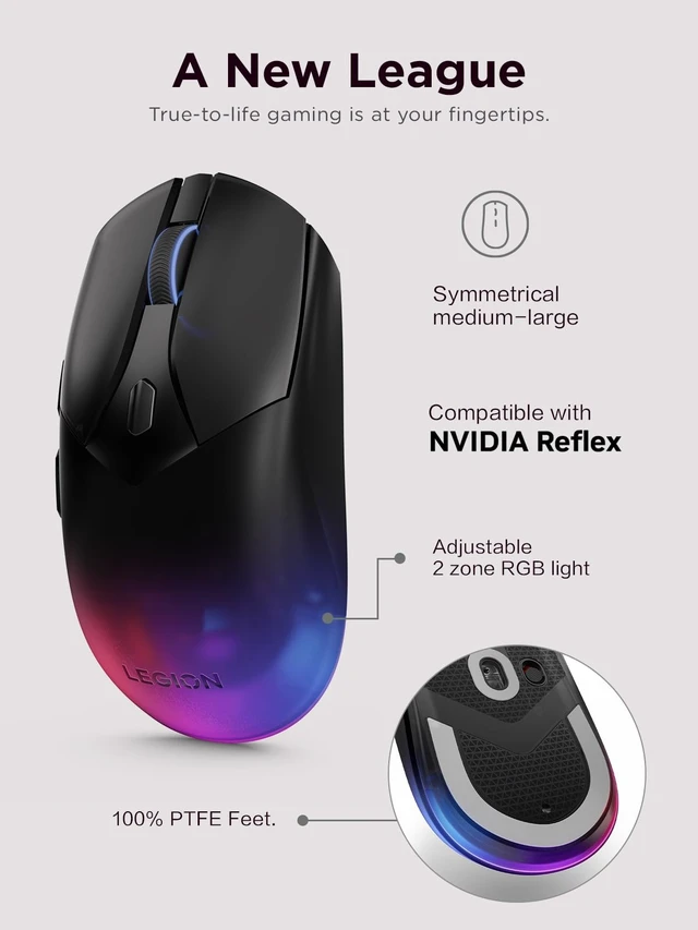 Alt view image 9 of 14 - Wireless RGB Gaming Mouse 6 Button Palm Grip Mouse with 16,000 DPI, 53 Hour Rechargeable Battery, 2-Zone RGB Lighting, NVIDIA Reflex Compatible