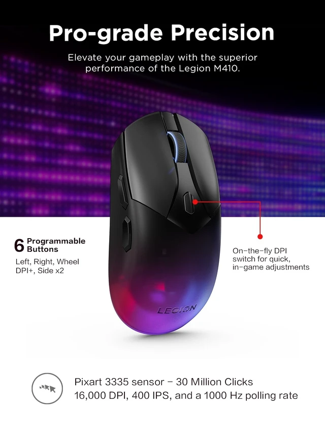 Alt view image 11 of 14 - Wireless RGB Gaming Mouse 6 Button Palm Grip Mouse with 16,000 DPI, 53 Hour Rechargeable Battery, 2-Zone RGB Lighting, NVIDIA Reflex Compatible