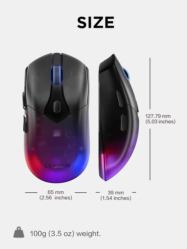 Alt view image 13 of 14 - Wireless RGB Gaming Mouse 6 Button Palm Grip Mouse with 16,000 DPI, 53 Hour Rechargeable Battery, 2-Zone RGB Lighting, NVIDIA Reflex Compatible