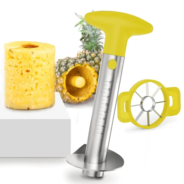 Alt view image 8 of 14 - Pineapple Corer Cutter, Stainless Steel Fruit Peeler Slicer - Upgraded, Reinforced Thicker Blade, Core Remover with Measure Mark, Kitchen Tool for Diced Pineapple Rings
