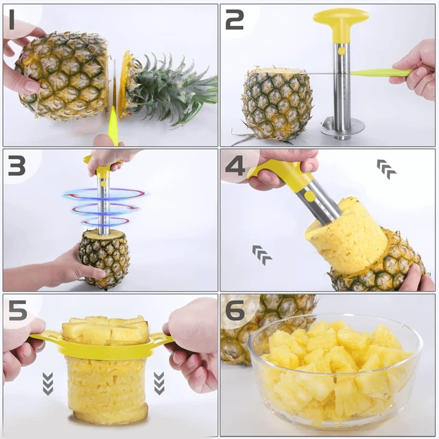Alt view image 10 of 14 - Pineapple Corer Cutter, Stainless Steel Fruit Peeler Slicer - Upgraded, Reinforced Thicker Blade, Core Remover with Measure Mark, Kitchen Tool for Diced Pineapple Rings