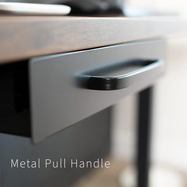 Alt view image 14 of 14 - inch Under Desk Mounted Sliding Pull-out Drawer for Office Desk, Pull Handle, Storage Organizer for Sit Stand Workstation, Black, DESK-DR1H-B