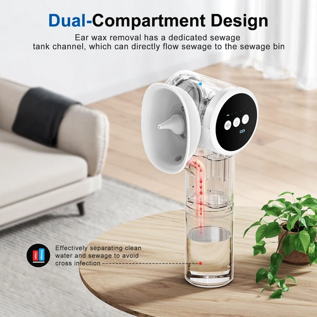 Alt view image 12 of 14 - Upgraded Ear Wax Removal, Electric Ear Cleaner with Mild Drying Ear Cleaner | Safe & Gentle Automatic Ear, Cleaning with Dual-Compartment Design, Electric Ear Wax Removal 5 Pressure Settings, IPX7