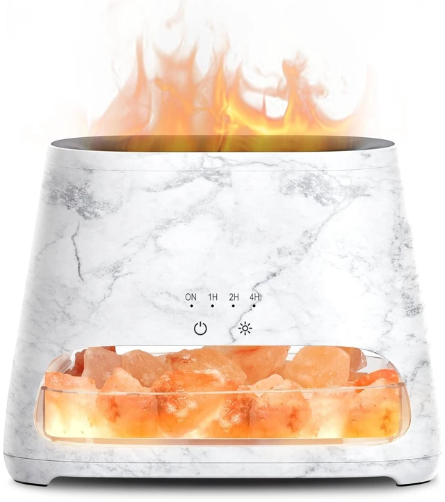 Alt view image 8 of 14 - 2-in-1 Essential Oil Diffuser for Home,Himalayan Salt Lamp Diffuser | 150ml, Ultrasonic Aromatherapy Diffuser Cool Mist Humidifier with 3 Brightness, Ambient Glow, 100% Pure Himalayan Salt,Marble