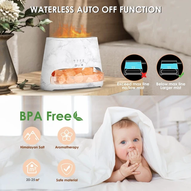 Alt view image 13 of 14 - 2-in-1 Essential Oil Diffuser for Home,Himalayan Salt Lamp Diffuser | 150ml, Ultrasonic Aromatherapy Diffuser Cool Mist Humidifier with 3 Brightness, Ambient Glow, 100% Pure Himalayan Salt,Marble