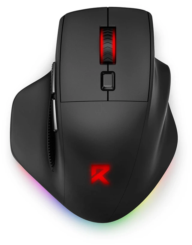 Alt view image 8 of 14 - Large Wireless Gaming Mouse for Big Hands, Tri-Modes 2.4G/Bluetooth/Wired Rechargeable Ergo RGB Mouse with 2 Side Buttons, 6 Backlit Modes, Programmable Macro Gamer Mouse