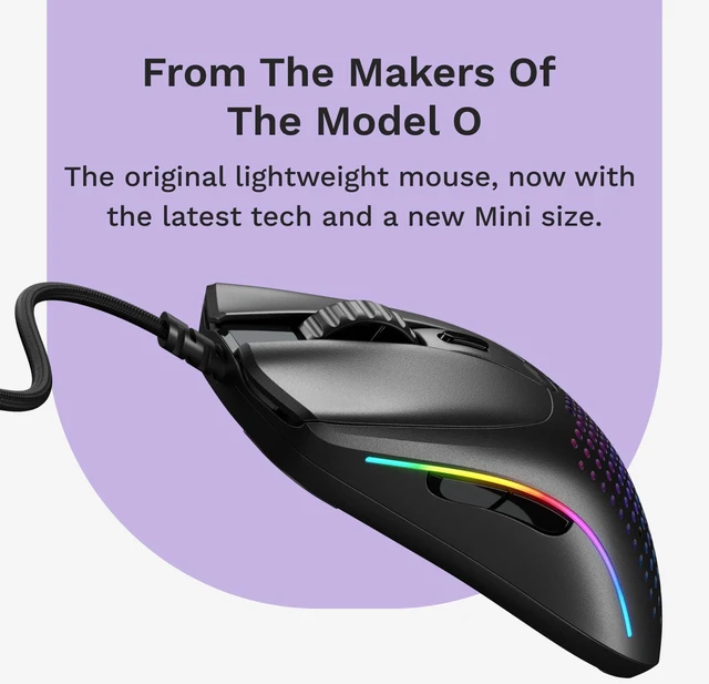 Alt view image 9 of 14 - Gaming - Superlight Wired PC Gaming Mouse with Honeycomb Shell, 6 Programmable Buttons, RGB Lighting & PTFE Skates - Model O 2 Mini, Matte Black