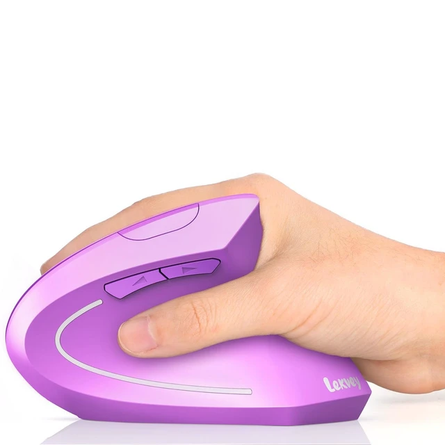 Alt view image 8 of 14 - Ergonomic Mouse, Rechargeable Vertical Wireless Mouse, Purple