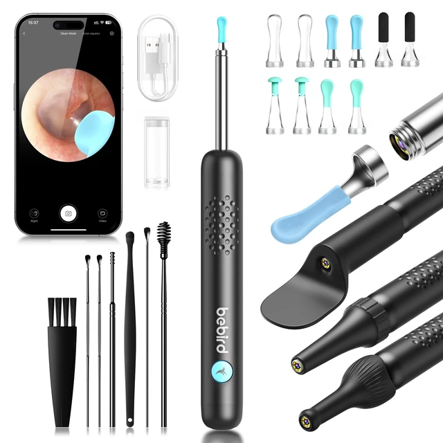 Alt view image 8 of 14 - R1 Ear Wax Removal:Ear Cleaner with HD Ear Camera FSA, Black | Solve earwax buildup Removal - 10 replacement tips for various needs - HD visual with led & silicone 3-piece set ensures safe