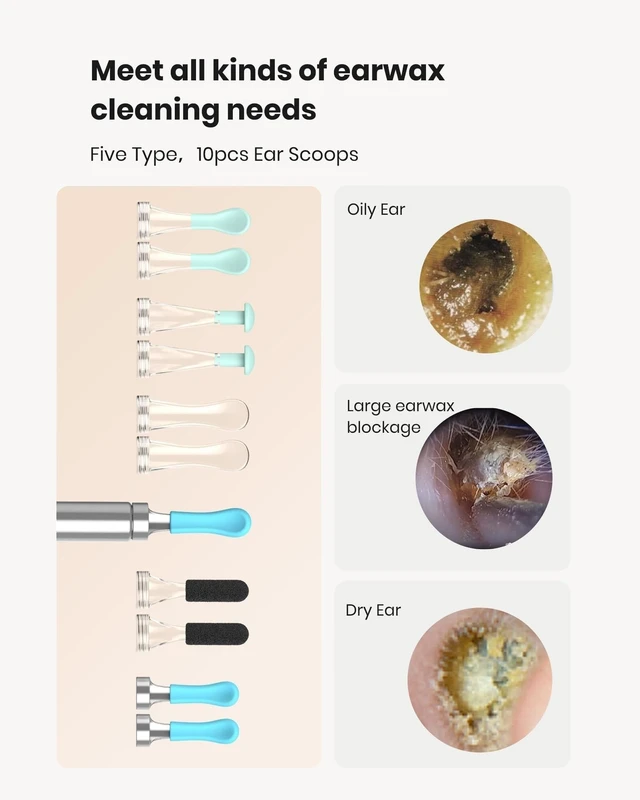 Alt view image 11 of 14 - R1 Ear Wax Removal:Ear Cleaner with HD Ear Camera FSA, Black | Solve earwax buildup Removal - 10 replacement tips for various needs - HD visual with led & silicone 3-piece set ensures safe