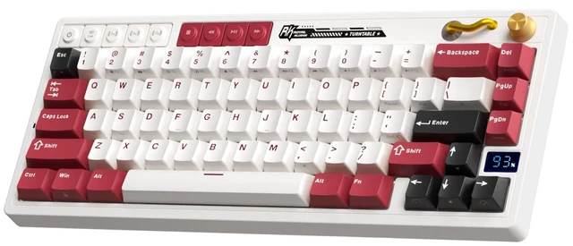Alt view image 8 of 14 - Wireless Mechanical Keyboard with Volume Knob, 60% Tri-Mode Gaming Keyboard 2.4G/BT/USB-C, Gasket Mount, Battery Display, PBT Keycaps, Hot-Swappable Cream Switch, White