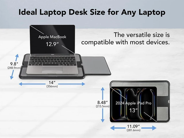Alt view image 12 of 14 - Laptop Lap Pad - Laptop Stand Pad w Retractable Mouse Pad Tray, Anti-Slip Heat Shield Tablet Notebook Computer Stand Table w/Sturdy Stable Cooler Work Surface for Bed Sofa Couch or Travel