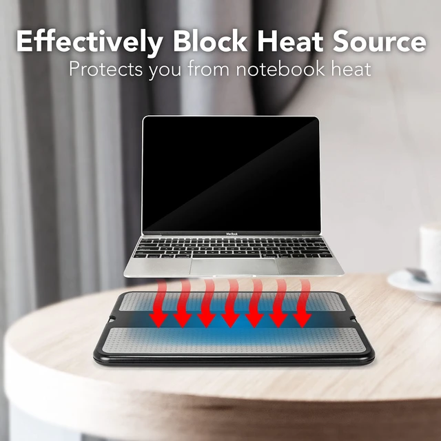 Alt view image 11 of 14 - Laptop Lap Pad - Laptop Stand Pad w Retractable Mouse Pad Tray, Anti-Slip Heat Shield Tablet Notebook Computer Stand Table w/Sturdy Stable Cooler Work Surface for Bed Sofa Couch or Travel