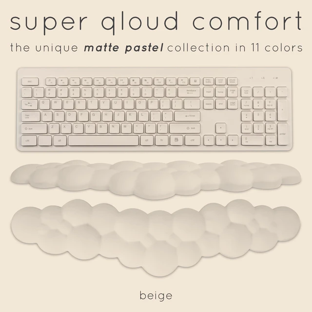 Alt view image 9 of 14 - Create-ables Qloud Cloud Wrist Rest for Computer Keyboard and Mouse, Ergonomic Memory Foam Wrist Pad with Non-Slip Base, Includes Cloud Mouse Pad Beige