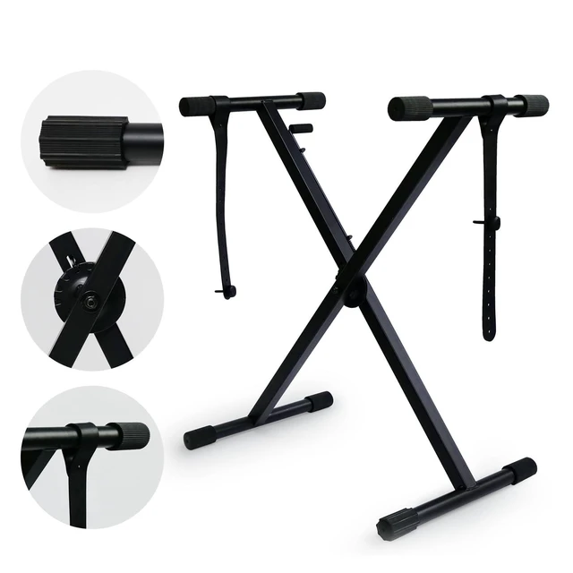 Alt view image 7 of 12 - Single-X Keyboard Stand, Pre-Assembled X-Style Keyboard Stand with Locking Straps & Quick Release Mechanism, Adjustable Piano Stand