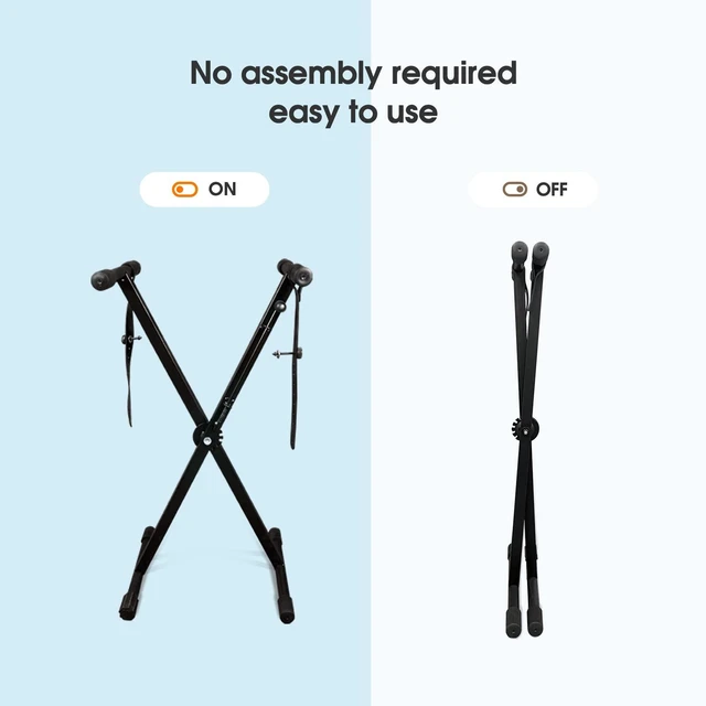 Alt view image 10 of 12 - Single-X Keyboard Stand, Pre-Assembled X-Style Keyboard Stand with Locking Straps & Quick Release Mechanism, Adjustable Piano Stand