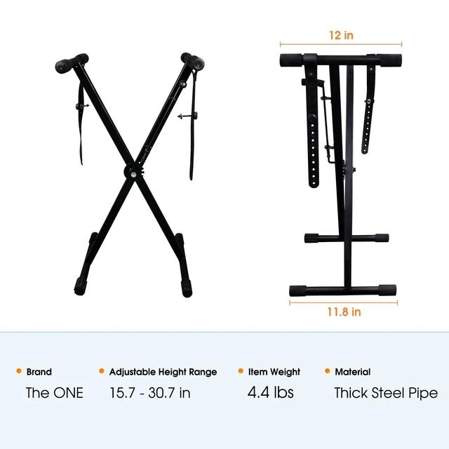 Alt view image 11 of 12 - Single-X Keyboard Stand, Pre-Assembled X-Style Keyboard Stand with Locking Straps & Quick Release Mechanism, Adjustable Piano Stand