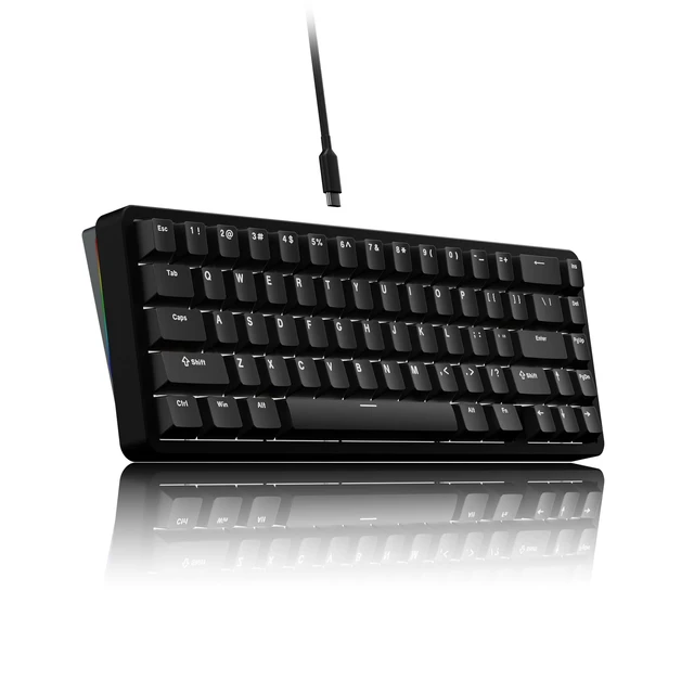 Alt view image 8 of 14 - Wired Aluminum Mechanical Keyboard, 65% Layout Portable Gaming Keyboard, PBT Doubleshot Keycaps, Hot Swappable Custom Key Board for Laptop and Office PC - Black