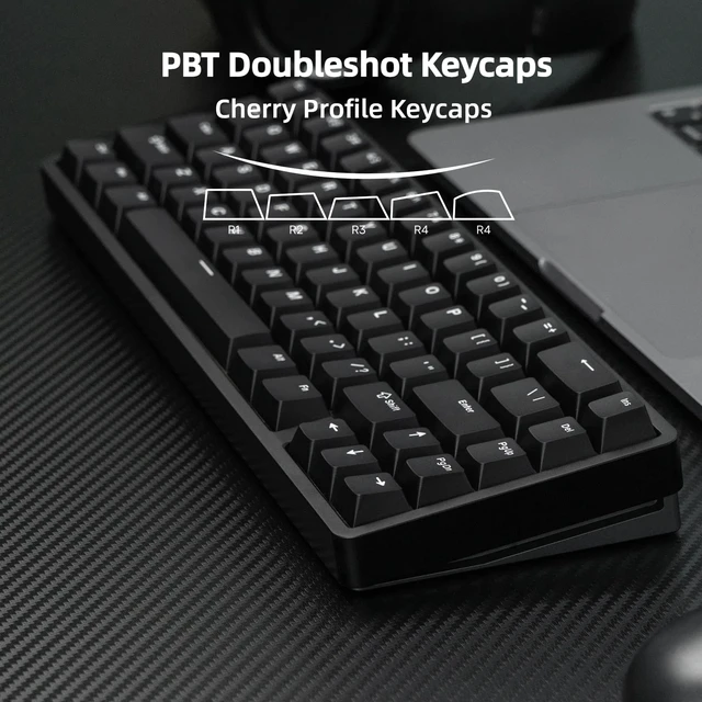 Alt view image 13 of 14 - Wired Aluminum Mechanical Keyboard, 65% Layout Portable Gaming Keyboard, PBT Doubleshot Keycaps, Hot Swappable Custom Key Board for Laptop and Office PC - Black
