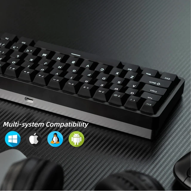 Alt view image 14 of 14 - Wired Aluminum Mechanical Keyboard, 65% Layout Portable Gaming Keyboard, PBT Doubleshot Keycaps, Hot Swappable Custom Key Board for Laptop and Office PC - Black