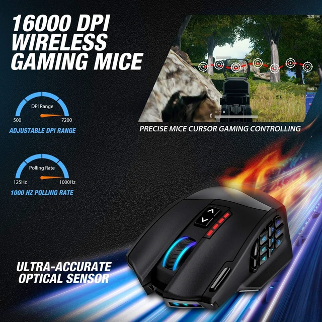 Alt view image 8 of 12 - Gaming Mouse RGB Wired, 16400 DPI High Precision Laser Programmable MMO Computer Gaming Mice