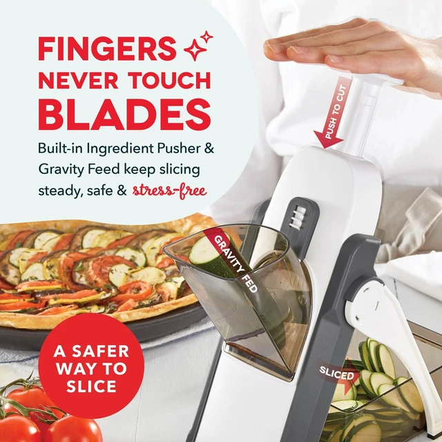 Alt view image 9 of 14 - Safe Slice® Mandoline - Compact, Foldable Food Slicer - Slice, Dice, Julienne & More - Perfect for Quick Food Prep - Recipe Guide Included - Cool Grey