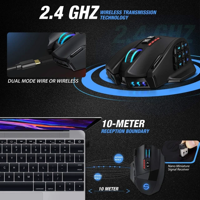 Alt view image 9 of 12 - Gaming Mouse RGB Wired, 16400 DPI High Precision Laser Programmable MMO Computer Gaming Mice