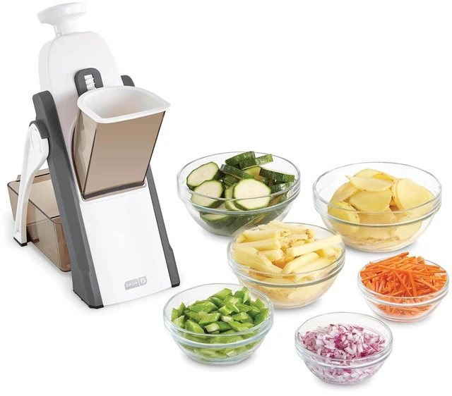 Alt view image 8 of 14 - Safe Slice® Mandoline - Compact, Foldable Food Slicer - Slice, Dice, Julienne & More - Perfect for Quick Food Prep - Recipe Guide Included - Cool Grey