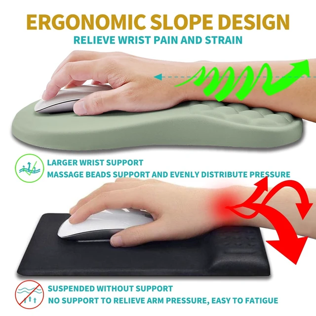 Alt view image 11 of 12 - Ergonomic Mouse Pad Wrist Support & Wrist Rest for Computer Keyboard Set, with Relieve Carpal Tunnel Pain Massage Bulge and Full Memory Gel Design (2In1 Set, Light Green)