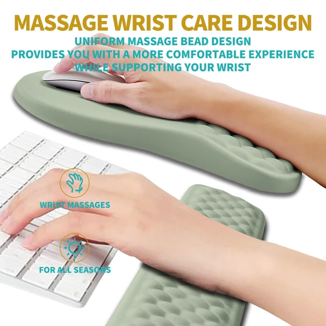 Alt view image 10 of 12 - Ergonomic Mouse Pad Wrist Support & Wrist Rest for Computer Keyboard Set, with Relieve Carpal Tunnel Pain Massage Bulge and Full Memory Gel Design (2In1 Set, Light Green)