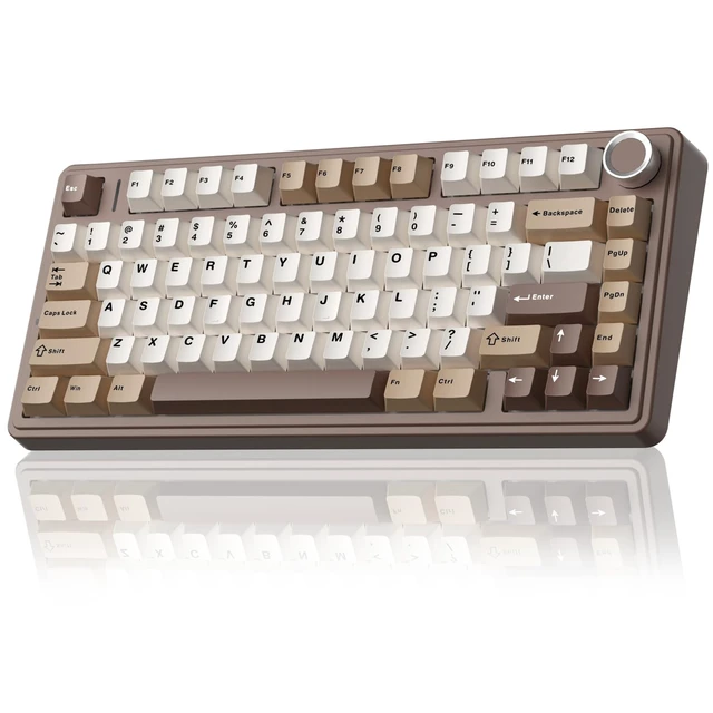 Alt view image 8 of 14 - Wireless Mechanical Keyboard, Hot Swappable Creamy Keyboard, Pre-lubed Linear Switches, 2.4GHz/Type-C/BT5.0, RGB Backlit Gaming Keyboards(White&Brown)