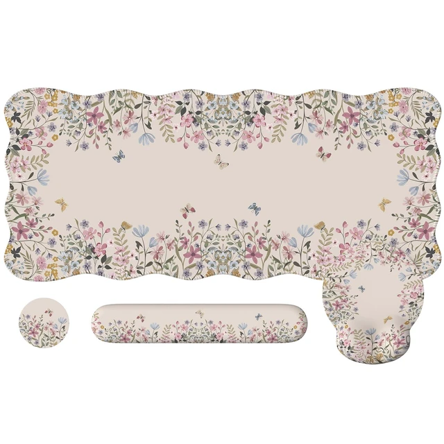 Alt view image 8 of 14 - Beige Keyboard Mat 35.4"x15.7", Desk Protector for Workspace
