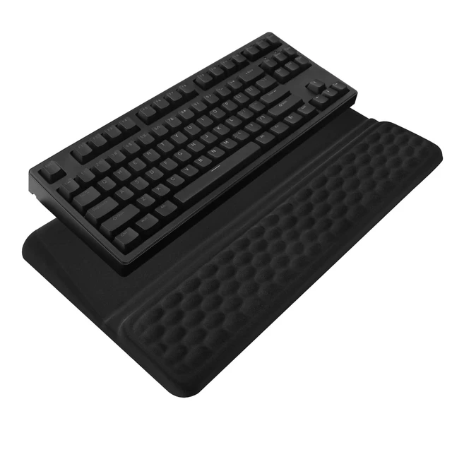 Alt view image 8 of 14 - Computer Keyboard Stand with Wrist Rest, Ergonomic Tilted Keyboard Holder - Keyboard Riser with Wrist Pad - Keyboard Tray Support for Office Home - Black