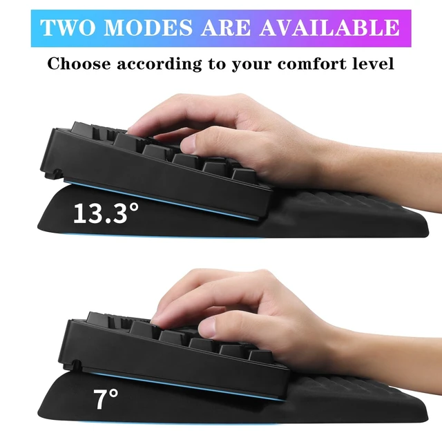 Alt view image 9 of 14 - Computer Keyboard Stand with Wrist Rest, Ergonomic Tilted Keyboard Holder - Keyboard Riser with Wrist Pad - Keyboard Tray Support for Office Home - Black